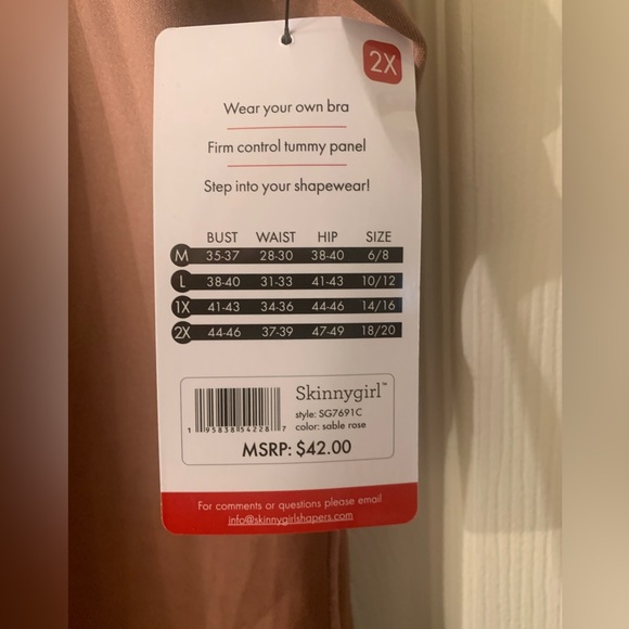 SkinnyGirl Shaping WYOB Bodysuit Size 2X Sable rose Style SG7691C Shapewear - Picture 4 of 6